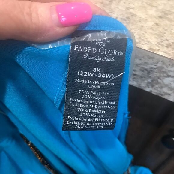 Faded Glory Blue Cold Shoulder Top Plus Size 3X - Picture 5 of 10